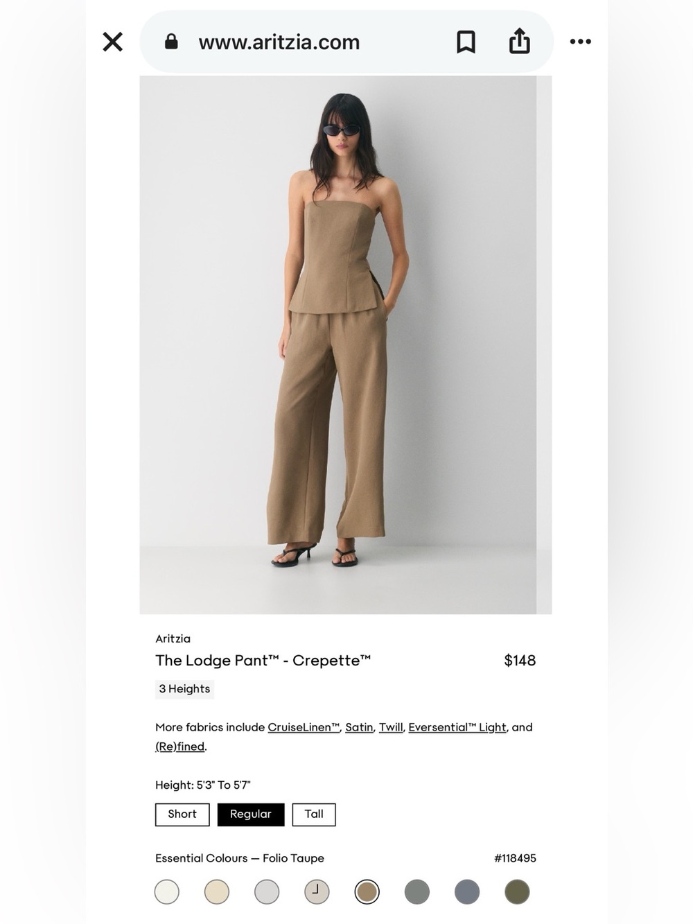 Aritzia Wilfred The Lodge Pant™ - Crepette™ Sz M